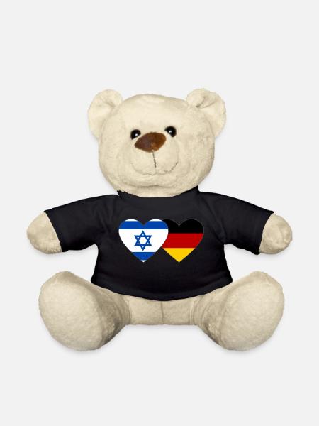 Israel Deutschland Flagge Herz - Teddy - Schwarz
