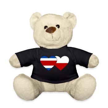 Costa Rica Pologne Drapeau Coeur - Nounours - noir - Devant