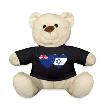 Neuseeland Israel Flagge Herz - Teddy - Schwarz - Vorne