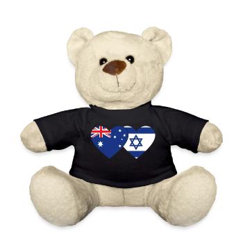 Australia Israel Flag Heart - Teddy Bear - black - Front