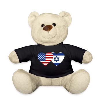 USA Israel Flagge Herz - Teddy - Schwarz - Vorne