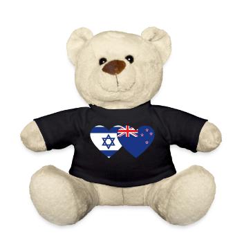 Israel Neuseeland Flagge Herz - Teddy - Schwarz - Vorne