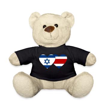 Israël Costa Rica drapeau coeur - Nounours - noir - Devant