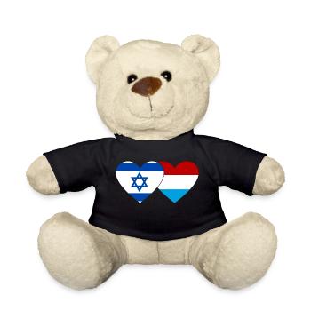 Israël Luxembourg Drapeau Coeur - Nounours - noir - Devant