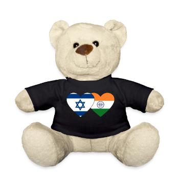 Israel Indien Flagge Herz - Teddy - Schwarz - Vorne