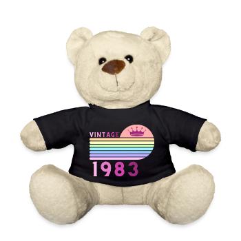 Anniversaire 40 ans vintage 1983 femme rose violet - Nounours - noir - Devant