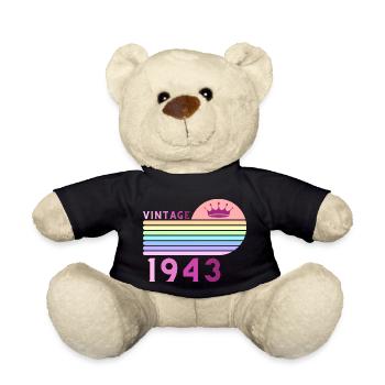 Anniversaire 80 Ans vintage 1943 femme rose violet - Nounours - noir - Devant