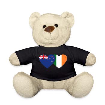 Neuseeland Irland Flagge Herz - Teddy - Schwarz - Vorne