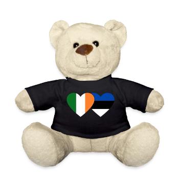 Ireland Estonia Flag Heart - Teddy Bear - black - Front