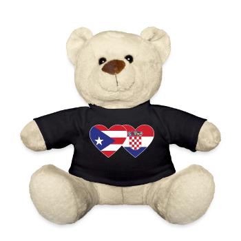 Porto Rico Croatie Drapeau du cœur - Nounours - noir - Devant