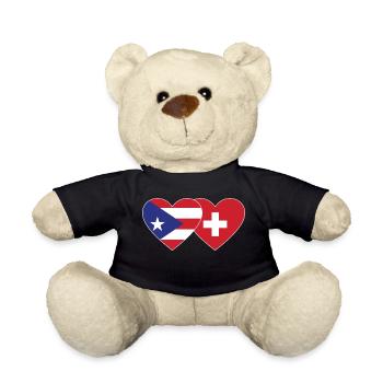 Puerto Rico Schweiz Herz Flagge - Teddy - Schwarz - Vorne