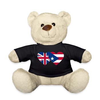 England Puerto Rico Herz Flagge - Teddy - Schwarz - Vorne