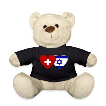 Suisse Israël Coeur Drapeau - Nounours - noir - Devant