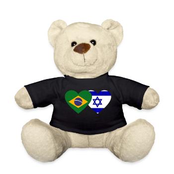 Brésil Israël Drapeau du cœur - Nounours - noir - Devant