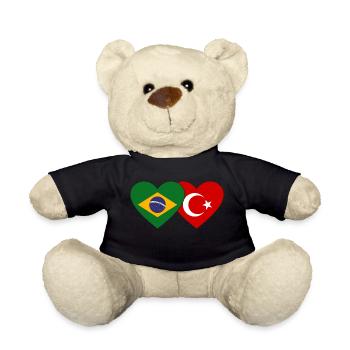 Brasilien Türkei Herz Flagge - Teddy - Schwarz - Vorne