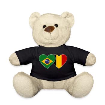 Brasilien Belgien Herz Flagge - Teddy - Schwarz - Vorne