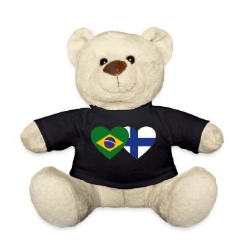 Brésil Finlande Flag Heart - Nounours - noir - Devant