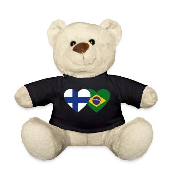 Finlande Brésil Flag Heart - Nounours - noir - Devant
