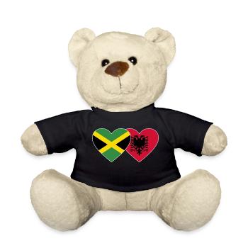 Jamaïque Albanie Drapeau du cœur - Nounours - noir - Devant