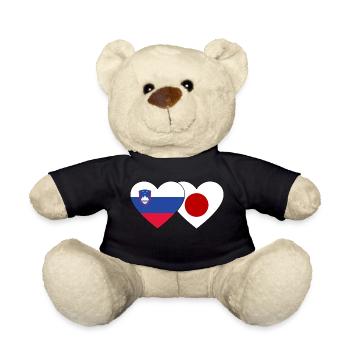 Slovénie Japon Drapeau du cœur - Nounours - noir - Devant