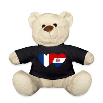 France Paraguay Heart Flag - Teddy Bear - black - Front