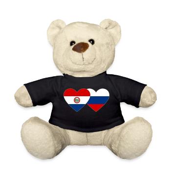 Paraguay Russia Heart Flag - Teddy Bear - black - Front