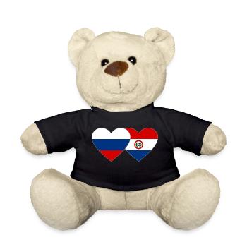 Russia Paraguay Heart Flag - Teddy Bear - black - Front