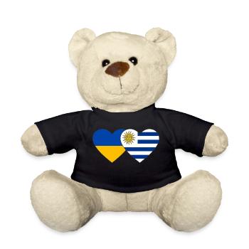 Ukraine Uruguay Herz Flagge - Teddy - Schwarz - Vorne