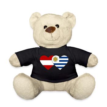 Österreich Uruguay Herz Flagge - Teddy - Schwarz - Vorne