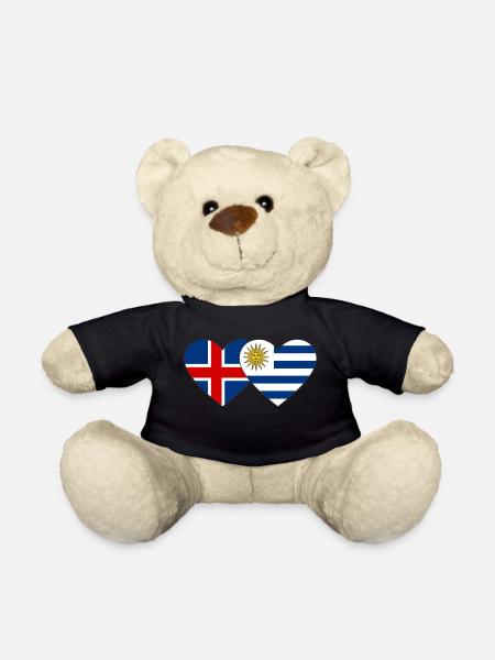 Island Uruguay Herz Flagge - Teddy - Schwarz