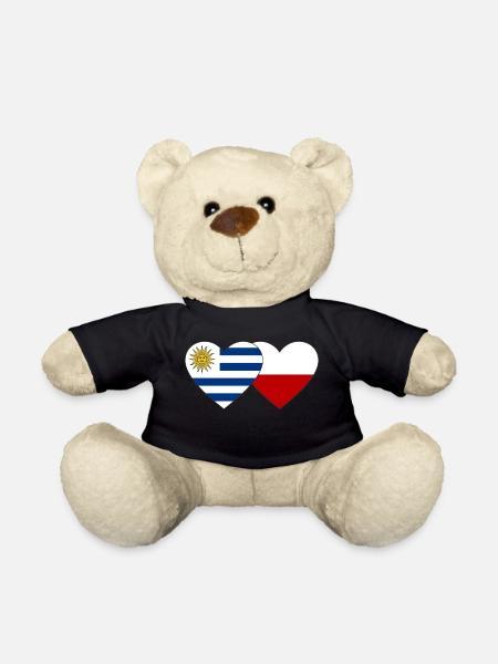 Uruguay Pologne Drapeau du cœur - Nounours - noir