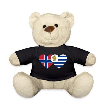Norvège Uruguay Drapeau du cœur - Nounours - noir - Devant