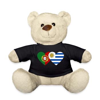 Portugal Uruguay Herz Flagge - Teddy - Schwarz - Vorne