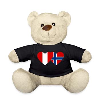 Pérou Norvège Drapeau du cœur - Nounours - noir - Devant