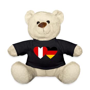 Peru Deutschland Herz Flagge - Teddy - Schwarz - Vorne