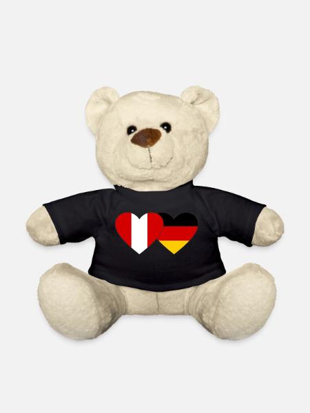 Peru Deutschland Herz Flagge - Teddy - Schwarz