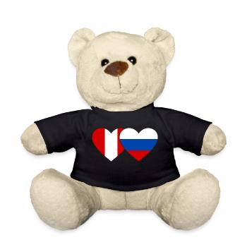 Peru Russland Herz Flagge - Teddy - Schwarz - Vorne