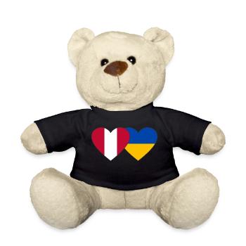 Peru Ukraine Herz Flagge - Teddy - Schwarz - Vorne