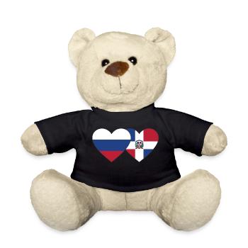 Russie République dominicaine Flag Heart - Nounours - noir - Devant