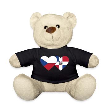 Czech Republic Dominican Republic Flag Heart - Teddy Bear - black - Front