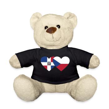 Dominican Republic Czech Republic Flag Heart - Teddy Bear - black - Front