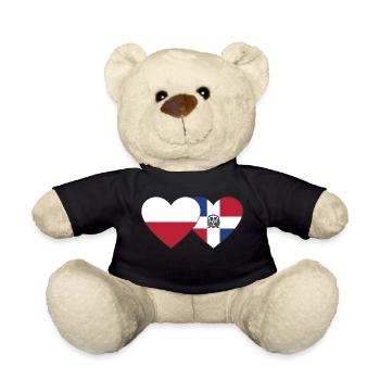 Poland Dominican Republic Flag Heart - Teddy Bear - black - Front