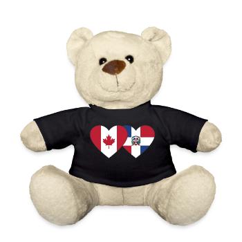 Canada République dominicaine Flag Heart - Nounours - noir - Devant