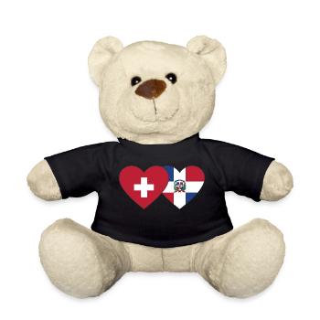 Suisse République dominicaine Flag Heart - Nounours - noir - Devant