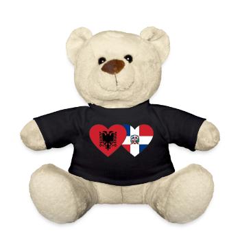 Albanien Dominikanische Republik Flagge Herz - Teddy - Schwarz - Vorne