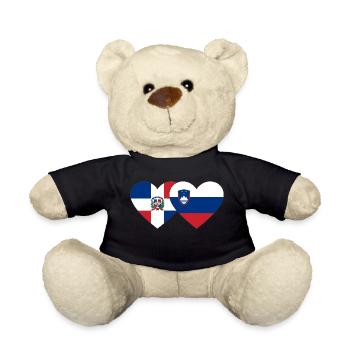 Dominikanische Republik Slowenien Flagge Herz - Teddy - Schwarz - Vorne