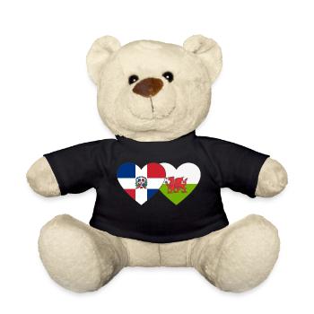 Dominican Republic Wales Flag Heart - Teddy Bear - black - Front