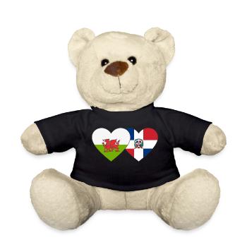Pays de Galles République dominicaine Flag Heart - Nounours - noir - Devant