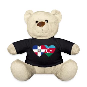 Dominikanische Republik Aserbaidschan Flagge Herz - Teddy - Schwarz - Vorne