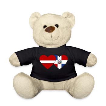 Lettonie République dominicaine Flag Heart - Nounours - noir - Devant